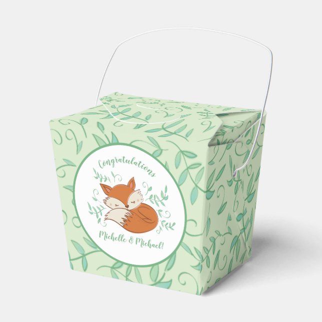 Fox Baby Shower Woodland Animals Favor Boxes (Front Side)