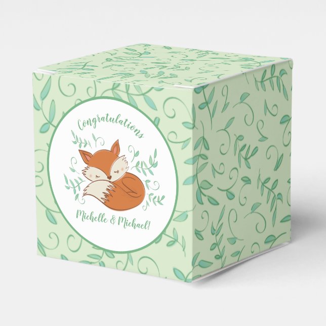 Fox Baby Shower Woodland Animals Favor Boxes (Front Side)
