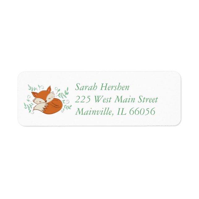 Fox Baby Shower Woodland Animals Label (Front)