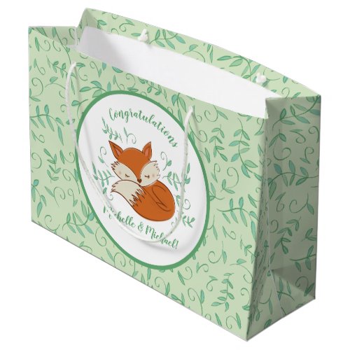 Fox Baby Shower Woodland Animals Large Gift Bag