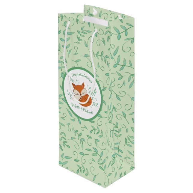 Fox Baby Shower Woodland Animals Wine Gift Bag (Back Angled)