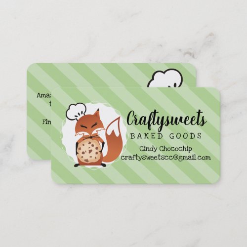 Fox bakery chocolate chip cookie business card