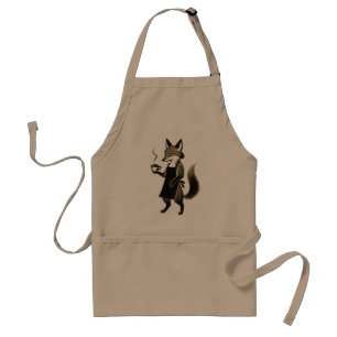 Fox Barista – Minimalist Ink Brush Coffee Time on Adult Apron