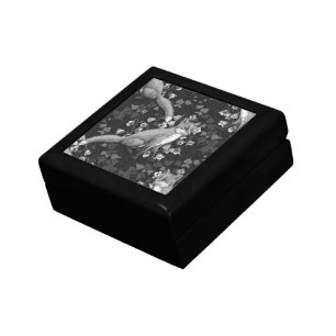  Fox, bellflowers and ivy, monochrome, silver wall Gift Box
