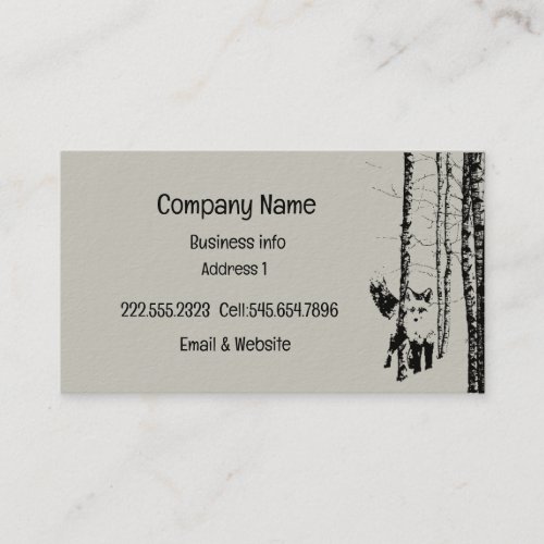 Fox Birch Tree Forest Animal Silhouette Nature Art Business Card