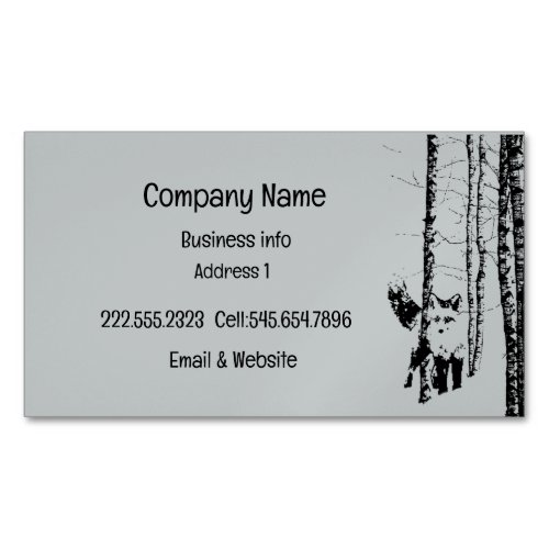 Fox Birch Tree Forest Animal Silhouette Nature Art Business Card Magnet