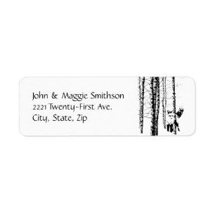 Fox Birch Tree Forest Animal Silhouette Nature Art Label