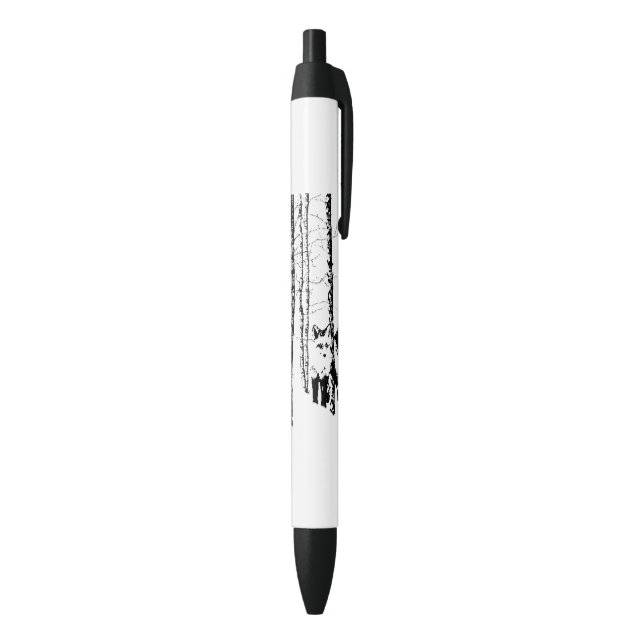Fox Birch Tree Forest Animal Silhouette Nature Art Pen (Bottom (Vertical))