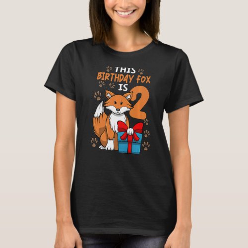 Fox Birthday 2nd Birthday Party Girl Animal Kids T_Shirt
