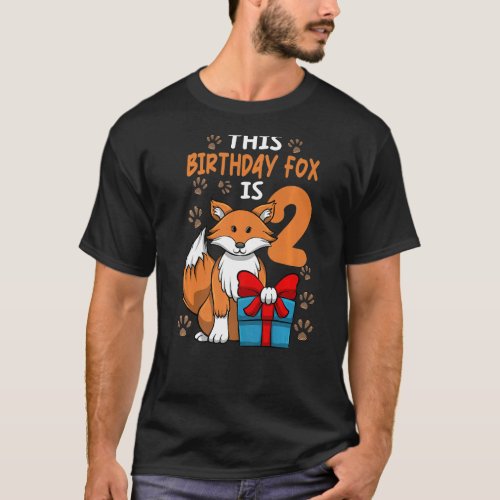 Fox Birthday 2nd Birthday Party Girl Animal Kids T_Shirt