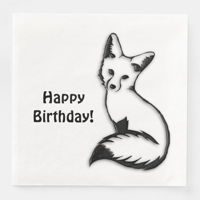Fox Birthday Paper Dinner Napkins (Front)