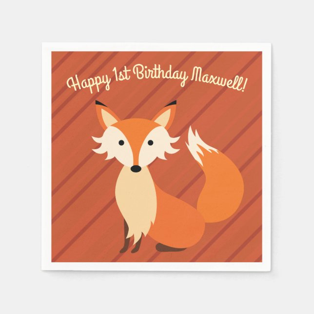 Fox Birthday Party Napkins (Front)