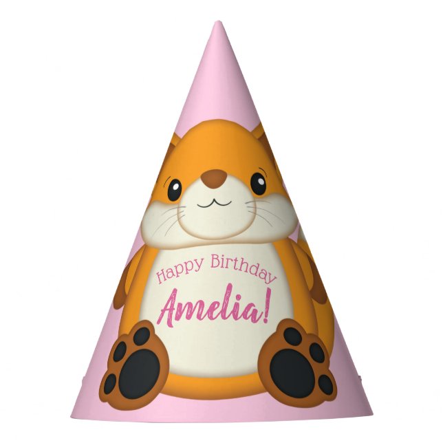 Fox Birthday Party Party Hat (Front)