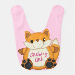 Fox Birthday Party Pink Baby Bib
