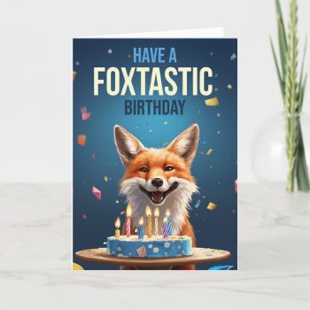 Fox Birthday With Cake Candles And Ticker Tape Thank You Card by moonlake at Zazzle