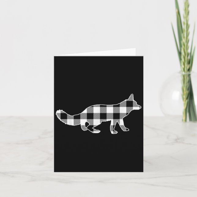 Fox Black &amp; White Buffalo Plaid Merry Christma Card (Front)