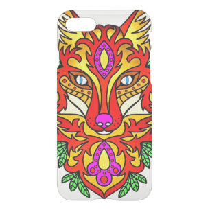 Fox boho abstract art bohemian wolf red purple  iPhone SE/8/7 case