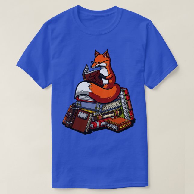 Fox Book Reading Nerd Cute Animal Librarian Women  T-Shirt (Design Front)