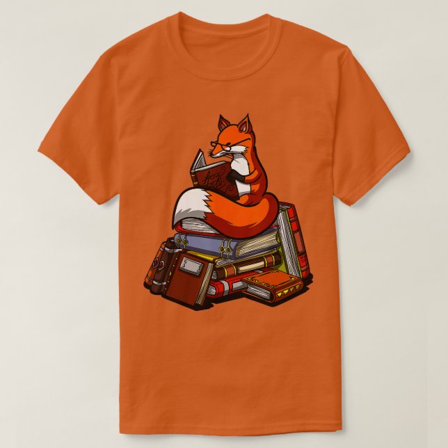 Fox Book Reading Nerd Cute Animal Librarian Women  T-Shirt (Design Front)