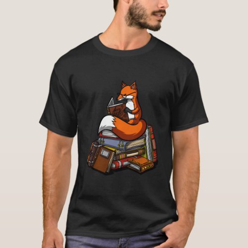 Fox Book Reading Nerd Geek Funny Librarian Boys Gi T_Shirt