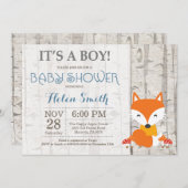 Fox Boy Baby Shower Invitation Rustic Woodland (Front/Back)
