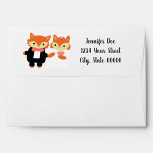 Fox Bride Groom Wedding Personalize Return Address Envelope