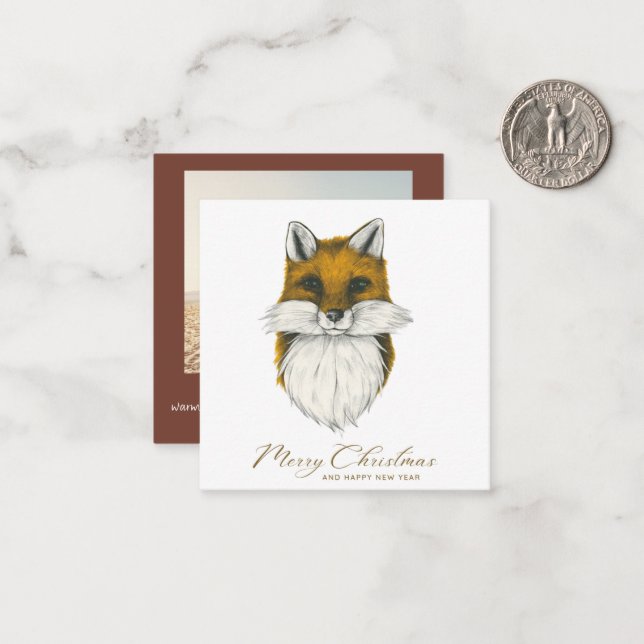 Fox Budget Christmas Photo Card (Front/Back In Situ)