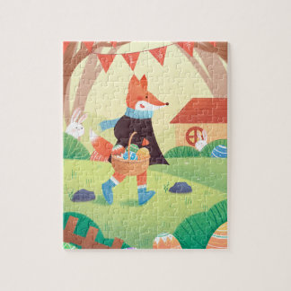 Fox Carrying Basket of Decorated Easter Eggs Jigsaw Puzzle