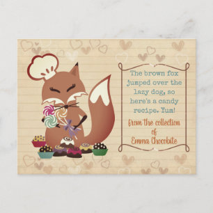 Fox chef candy confections cookbook recipe card