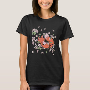 Fox Cherry Blossom Foxes Japanese Flower Sakura T-Shirt