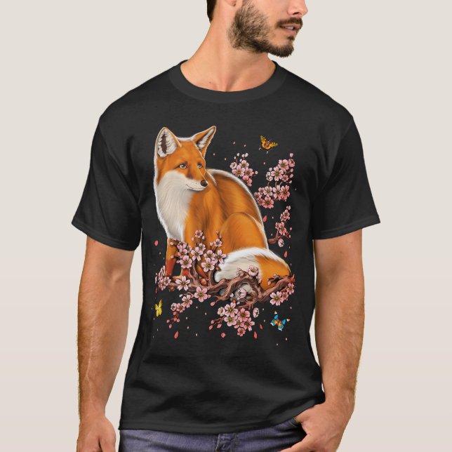 Fox Cherry Blossom T-Shirt (Front)