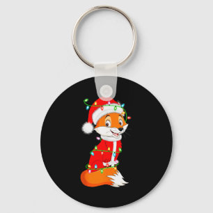 Fox Christmas Lights Santa Costume Cute Animal Xma Keychain