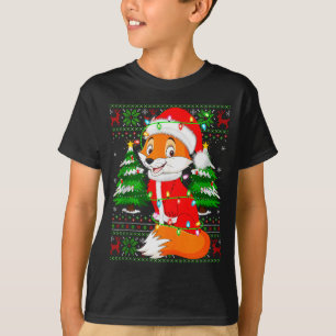Fox Christmas Lights Santa Costume Ugly Xmas Sweat T-Shirt