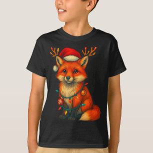 Fox Christmas Lights Xmas  T-Shirt