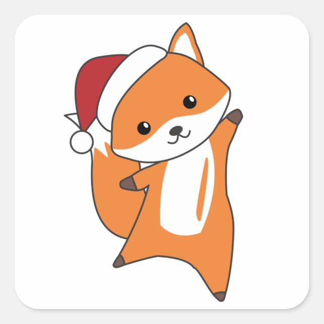 Fox Christmas Snow Winter Animals Foxes Square Sticker (Front)
