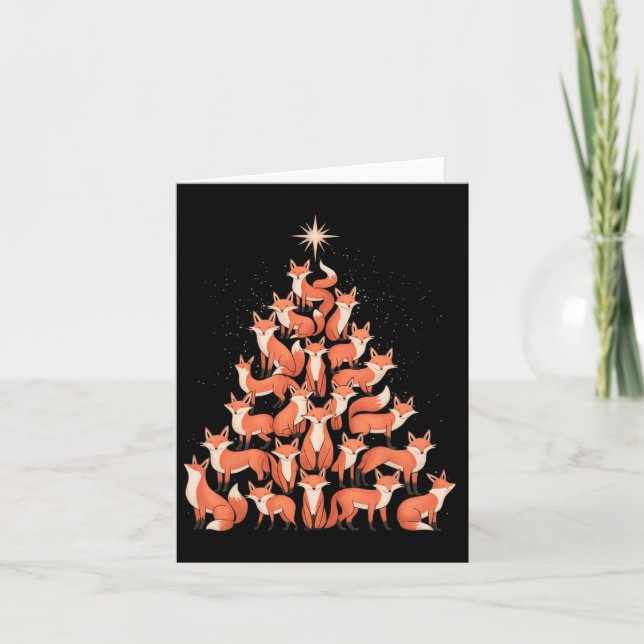 Fox Christmas Tree Fox Xmas Tree Women &amp; Boys  Card (Front)