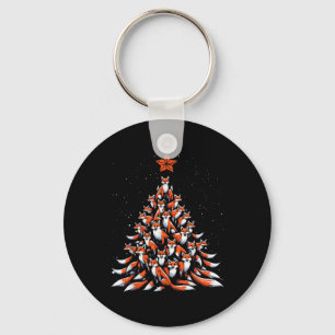 Fox Christmas Tree Fox Xmas Tree Women &amp; Boys  Keychain