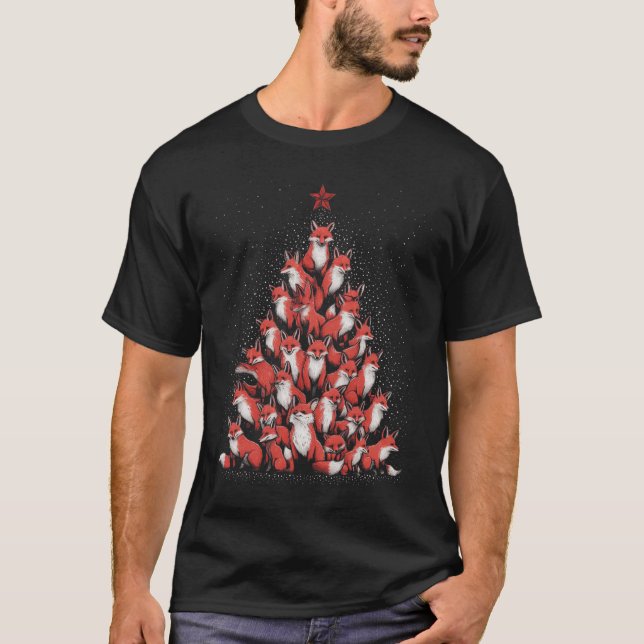 Fox Christmas Tree Fox Xmas Tree Women &amp; Boys  T-Shirt (Front)