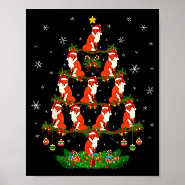 Fox Christmas Tree Funny Xmas Lover  Poster (Front)