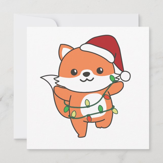 Fox Christmas Winter Animals Holiday Foxes Card (Front)