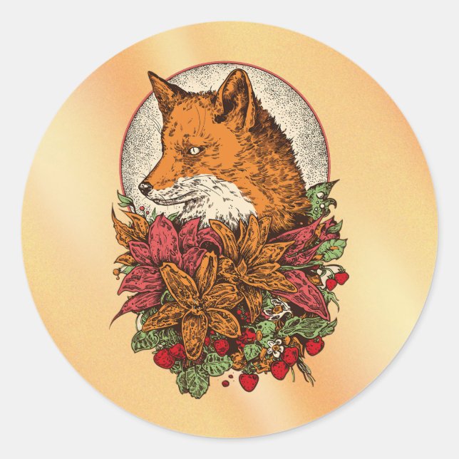 Fox Classic Round Sticker (Front)