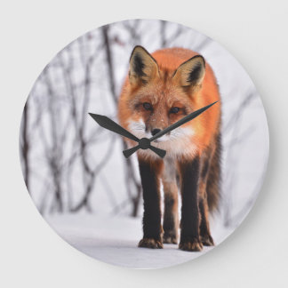 fox clock, fox wall clock, fox gift home decor large clock