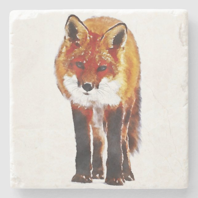 fox coaster, fox marble stone placemat coaster (Front)