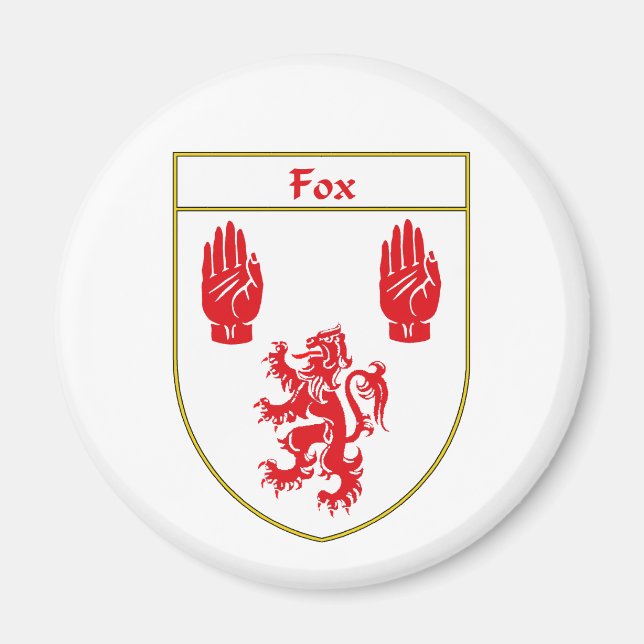 Fox Coat of Arms/Family Crest Magnet (Front)