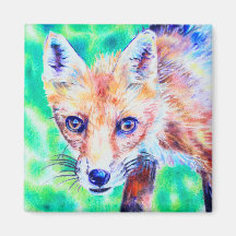 Fox colored pencil magnet - art