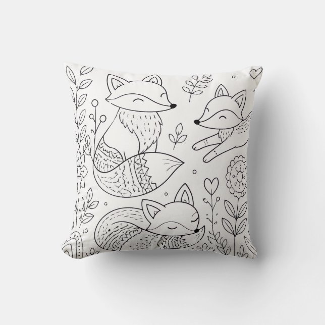 Fox Coloring Book Pillow (Front)