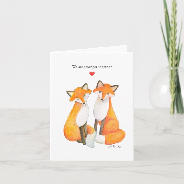 Fox Couple Foxy Couple Love Anniversary Valentine  Card (Front)