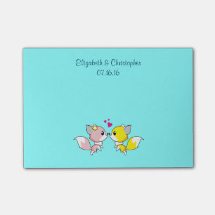 Fox Couple Kissing Wedding Favor Post-it Notes