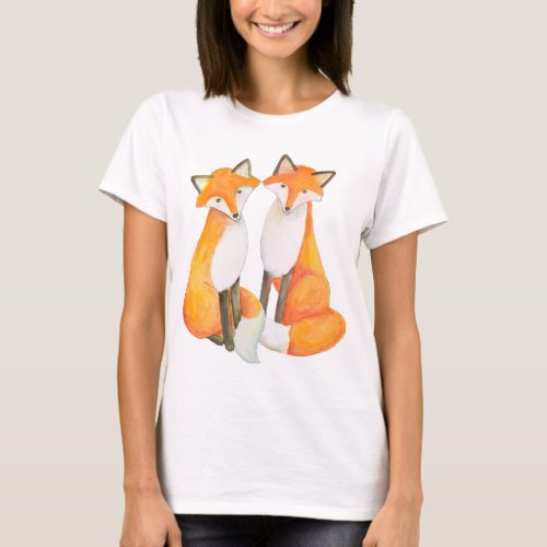 Fox Couple Loving Foxy Red Fox couple graphic  T_Shirt