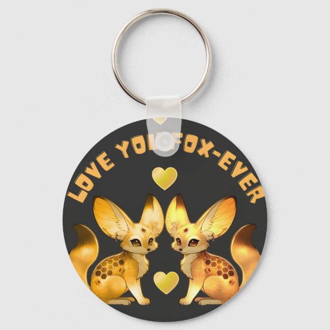  Fox Couple Valentine Art Keychain (Front)